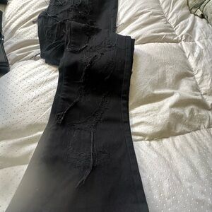 Men's Black Stacked Distressed Jeans